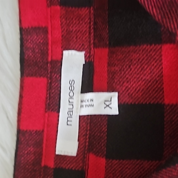 Maurices Red and Black Check Soft Flannel Button Down Shirt - Picture 10 of 12